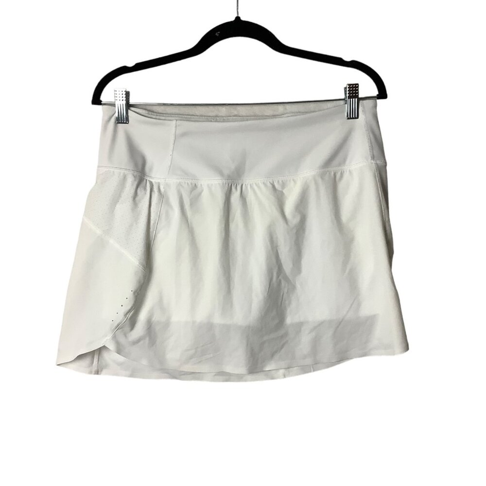 ATHLETA Run With It 14" Skort Women Sz Medium White Tenniscore Golf Skirt Shorts